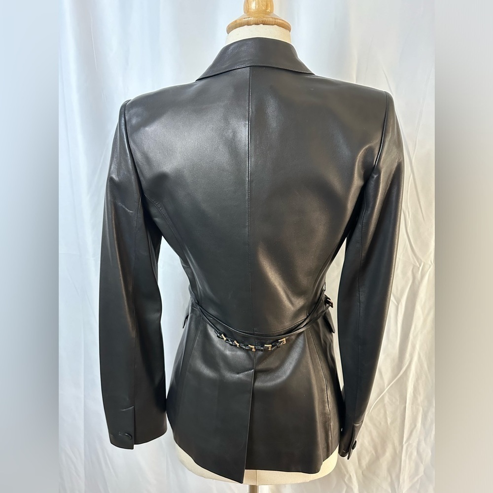 Brand New Prada Black Leather Blazer/Jacket with Detachable Leather Belt - Picture 4 of 11
